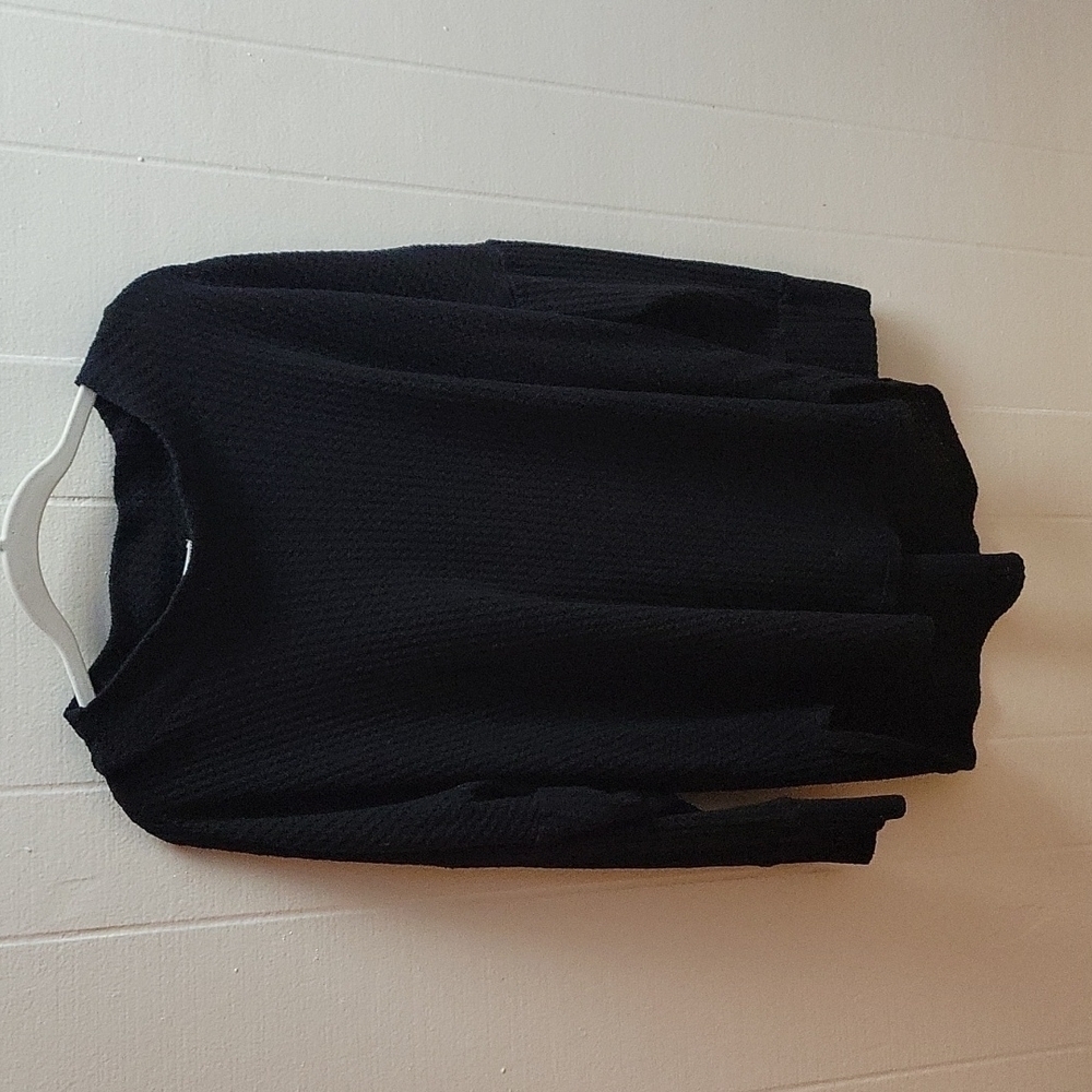 Caslon black waffle knit drop shoulder mock neck sweater